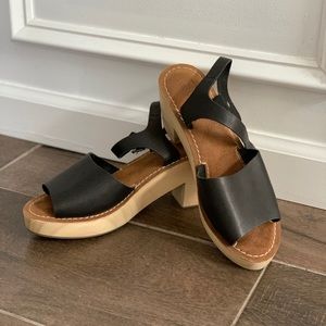 Leather & Wooden Clog Sandals